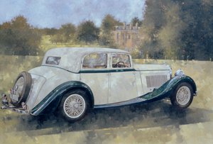 Zelené a bílé Bentley v Althorp (olej na plátně)