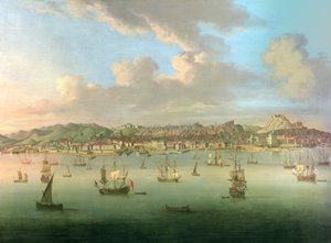 Britská flotila plující do lisabonského přístavu, 1735