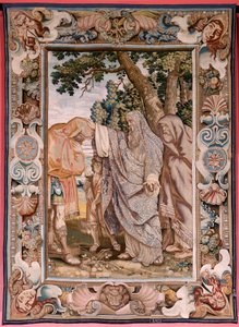 Vlámský gobelín. Řada Historie konzula Decia Mus. Valerius žehná Deciovi. Čtvrtá tapisérie v sérii. Model PP Rubens. ; Výroba Jan Raes II, Brusel. Přibližně 1620-1629. Tkanina Zlato, stříbro, hedvábí a vlna. Rozměr 405 x 330 cm. Umístění Royal Pal od Peter Paul (after) Rubens