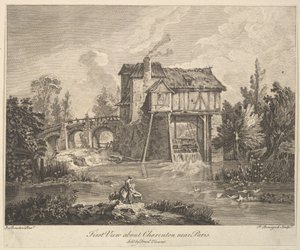 První pohled na Clarenton poblíž Paříže, polovina až konec 18. století. od Peter Paul Benazech