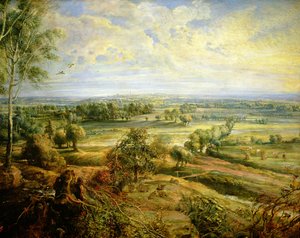 Podzimní krajina s výhledem na Het Steen v časném ránu, c.1636 olej na panelu detail 211075