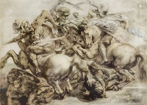 Bitva o Anghiari, po Leonardu da Vinci (pero a inkoust s praním na papíře) od Peter Paul Rubens