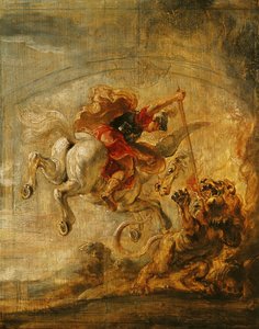 Bellerophon Riding Pegasus Bojující s Chimaera, 1635 od Peter Paul Rubens