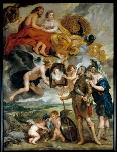 Cyklus Medicis: „“ francouzský král Jindřich IV. (1553-1610) dostává portrét Marie de Medicis (1573-1642)““ Obraz Pierre Paul (Pierre-Paul) Rubens (nebo Peter Paul nebo Petrus Paulus) ( 1577-1640) 17. století ne. 3,9x2,9m od Peter Paul Rubens