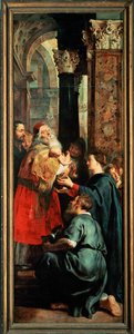 Sestup z kříže, pravý panel: Obětování v chrámu (malba) od Peter Paul Rubens