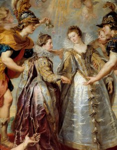 Výměna dvou princezen Francie a Španělska na řece Bidassoa v Hendaye, 11.9.1615 Alegorické znázornění sňatku mezi Annou Rakouskou a Ludvíkem XIII. na straně jedné, mezi Isabellou Francouzskou (1602-1644) a Filipem IV. na druhé straně od Peter Paul Rubens