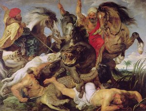 Hon na hrocha a krokodýla, kolem 1615-16 (podrobnosti viz 170972) od Peter Paul Rubens