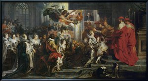 Korunovace Marie Medicejské v Saint Denis od Peter Paul Rubens