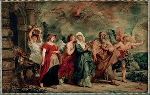 Lot a jeho rodina opouštějí Sodomu od Peter Paul Rubens