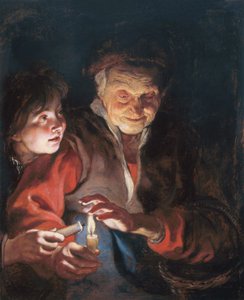 Stařena a chlapec se svíčkami od Peter Paul Rubens