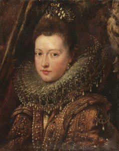 Portrét princezny Margherity Gonzaga, délka od poprsí - fragment (olej na plátně) od Peter Paul Rubens