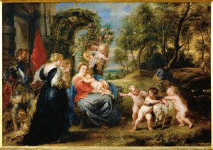 Odpočinek na útěku do Egypta, asi 1632-35 (malba na dřevě) od Peter Paul Rubens