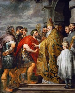 Svatý Ambrož Milánský (zemřel 397) a císař Theodosius I. Veliký (347-395) - Svatý Ambrož a císař Theodosius I. - Pieter Paul Rubens (1577-1640). Olej na plátně, c. 1615. Rozměry: 362x246 cm. Uměleckohistorické muzeum, Vídeň od Peter Paul Rubens