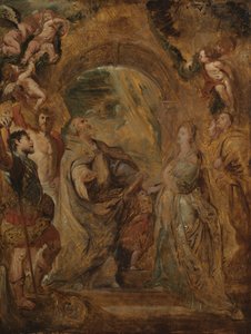 Svatý Řehoř Veliký se svatými Maurem a Papianem a svatá Domitilla se svatými Nereem a Achilleem, 1606-07 od Peter Paul Rubens