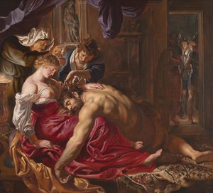 Samson a Dalila, kolem 1609 (olej na panelu) od Peter Paul Rubens