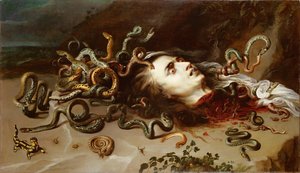 Tete de Meduse - hlava Medúzy - Pieter Paul Rubens (1577-1640). Olej na plátně, c. 1617-1618. Rozměr: 68,5 x 118 cm. Uměleckohistorické muzeum, Vienne od Peter Paul Rubens
