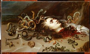 Hlava Medúzy, asi 1618 (olej na plátně) od Peter Paul Rubens
