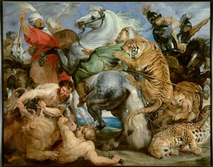 Lov tygrů. Obraz Peter Paul (Peter Paul) Rubens (nebo Peter Paul nebo Petrus Paulus) (1577-1640)) Ec. Flam, c. 1616. Olej na plátně. Slunce: 2,56 X 3,24m. Rennes, Muzeum výtvarných umění — Lov na tygra. Obraz Petera Paula Rubense (nebo Petruse Pauluse) (15 od Peter Paul Rubens
