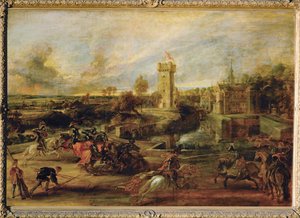 Turnaj u příkopu hradu Steen (malba na dřevě) od Peter Paul Rubens