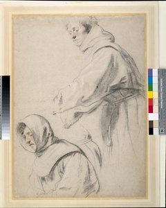 Dva františkánští bratři (křídy na papíře) od Peter Paul Rubens