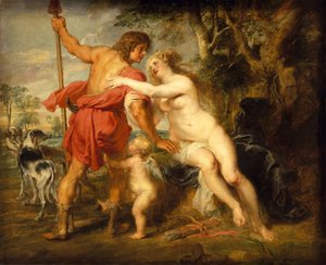 Venuše a Adonis, pravděpodobně v polovině 30. let 17. století. od Peter Paul Rubens
