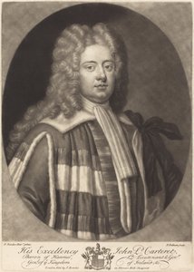 Johne, lorde Carteret od Peter Pelham after Sir Godfrey Kneller