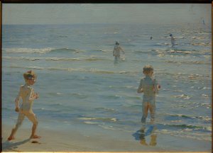 Koupající se chlapci. Sluneční svit. Skagen od Peder Severin Krøyer