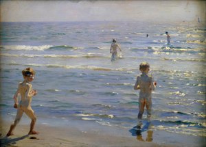 Koupající se chlapci. Sluneční svit. Skagen od Peder Severin Krøyer