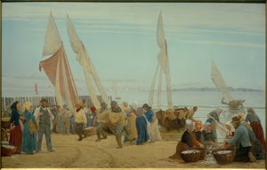 Zítra u Hornbaeka. Rybáři přicházejí na břeh od Peder Severin Krøyer