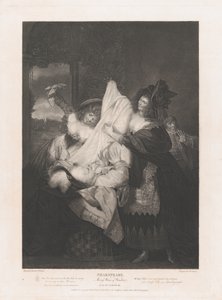 Falstaff in the Buck Basket Shakespeare, Merry Wives of Wi..., poprvé publikováno 1793, znovu vydáno 1852.