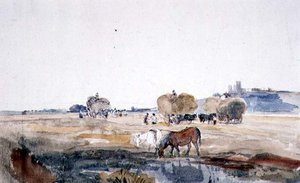 Lincoln Hayfield (akvarel na papíře) od Peter de Wint
