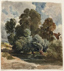 Grove of Trees (recto), Sketch of Aderley Church (verso) od Peter de Wint