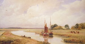 Langrick Ferry na řece Witham poblíž Bostonu, Lincolnshire
