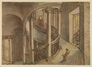 Belvederské schodiště z Bramanteho Scala di Chiocciola v Cortile di San Damaso ve Vatikánu.