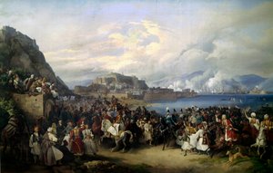 Princ Otton (1815-1867) syn Ludvíka I. z Baviere debarque v Nafpliu 6. 2. 1833 a stává se řeckým králem Malba Petera von Hesse (1792-1871) (mimo jiné) 1835 Ne. 2,73 X 4,16 m Mnichov. Neue Pinakothek. od Peter von Hess