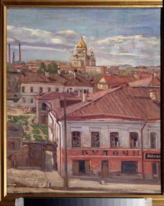 Pohled na Moskvu. Obraz Petra Ivanoviče Petrovičeva (Piotr Petrovičev) (1874-1947), olej na plátně, kolem roku 1900. Ruské umění, 20. století. Státní muzeum umění republiky Karelia, Petrozavodsk (Rusko).