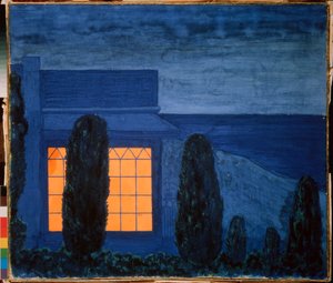 La maison Zhukovsky (Joukovsky), a Kuchuk Koy (Ukrajina) - Žukovského dům v Kuchuk-Koy- Dílo Petra (Piotr, Petr) Savvich Utkin (Outkin) (1877-1934), tempera na plátně, cca 1915 - ruské umění , 20. století, symbolika - Soukromá sbírka