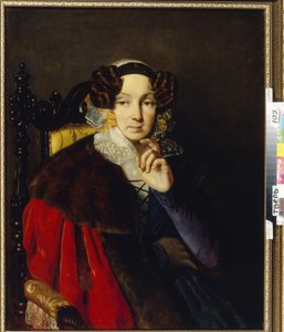 Portrét M.I. Zhadimirovskaya (?). Obraz Petr Vasiljevič Basin (1793-1877), olej na plátně. ruské umění