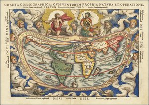 Mapa světa z roku 1553 - Charta Cosmographica, Cum Ventorum Propria Natura et Operatione