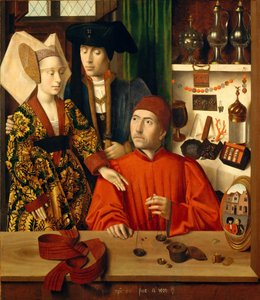Zlatník ve svém obchodě, 1449.