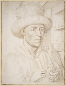 Falconer, c.1445-50 (stříbrný hrot s hnědým inkoustem na papíře) od Petrus Christus
