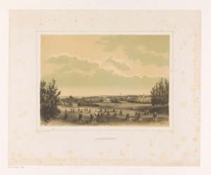 Pohled na louku se snopy pšenice na panství Larenberg Larenberg (název na objektu) od Petrus Josephus Lutgers