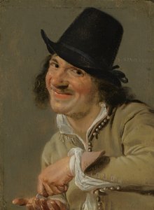 Slyšení: Muž počítání mincí. . Ze série Personifications of the Five Senses, c.1635-66 (olej na dřevě) od Petrus Staverenus