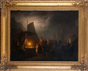 Tržní náměstí v noci, Brusel, 1870
