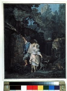 ""Ráno na rozloučenou"" (Ráno na rozloučenou) Pár odjíždí brzy ráno. Litografie Philiberta Louise Debucourta (1755-1832) 1787 Puškinovo muzeum Moskva od Philibert Louis Debucourt