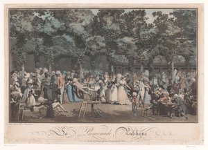 Vidět a být viděn Elegantní společnost v Jardin du Palais Royal v Paříži La Promenade Publique (název na objektu) od Philibert Louis Debucourt
