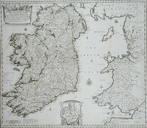 Ztělesnění Velkého průzkumu Irska Sira Williama Pettyho, vyryté Suttonem Nichollsem, vydáno 1689 (rytina) od Philip (after) Lea