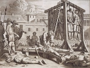 Oběšení a mučení, hospoda. 1672. od Philip Baldaeus