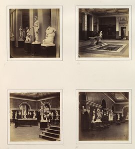 [Řecký dvůr s farnským torzem mládí, pohled na klasickou fontánu a bazén, Řím..., ca. 1859. od Philip Henry Delamotte.