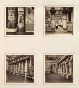 [Pohled přes egyptský dvůr, pohled přes egyptské sloupy do klasického sochařství..., ca. 1859. od Philip Henry Delamotte.